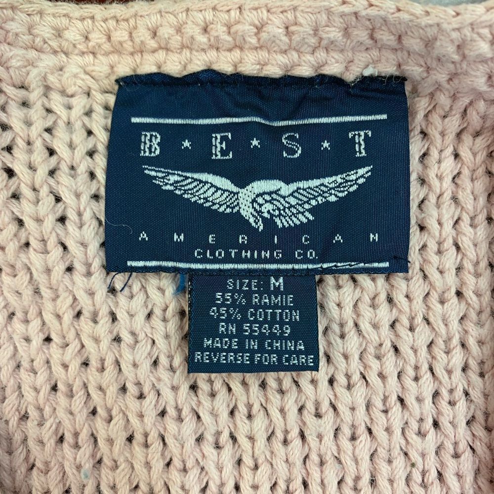 Vintage Best American Pink Chunky Pearl Button Cardigan sz M - Picture 3 of 4